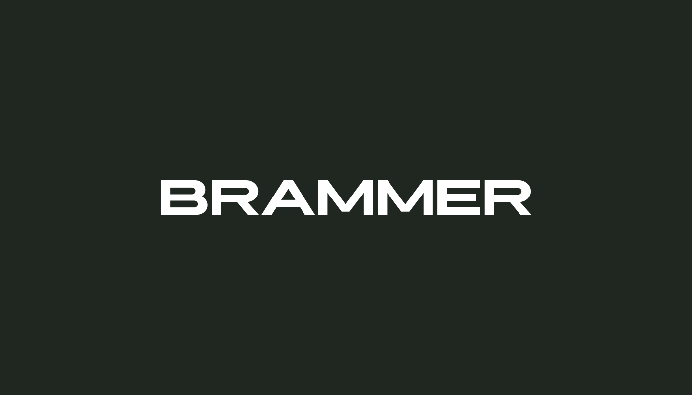 Білий логотип Brammer на темному фоні - розробка логотипу для defence проекту Київ, дизайн для оборонного сектору
