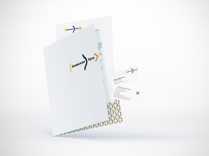 Набір брендованої поліграфії (папка, візитка) Київська Русь - елементи візуальної айдентики для спортивних заходів