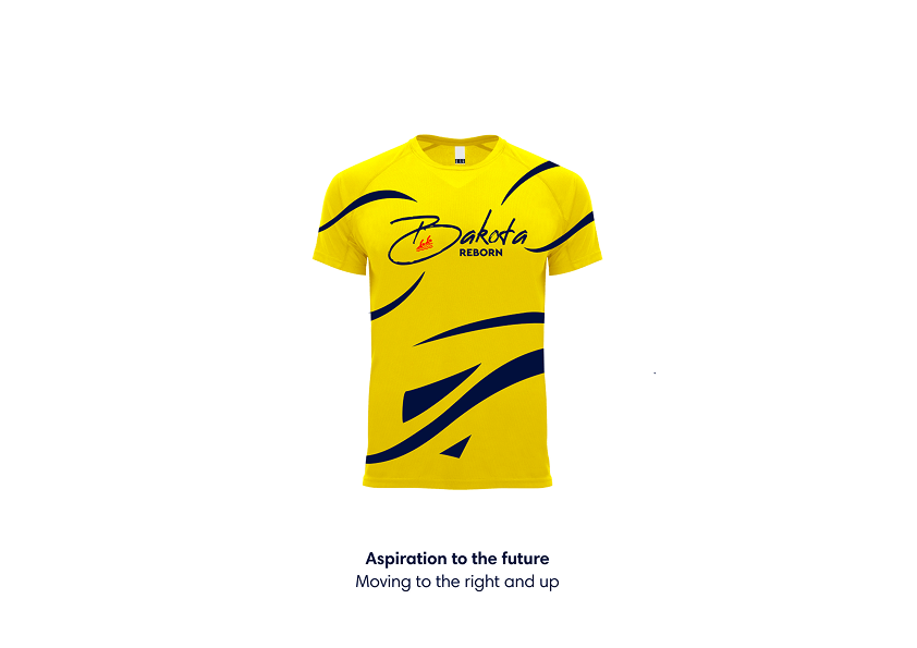 Дизайн жовтої футболки учасника спортивного марафону Bakota Reborn як частина розробки концепції івенту