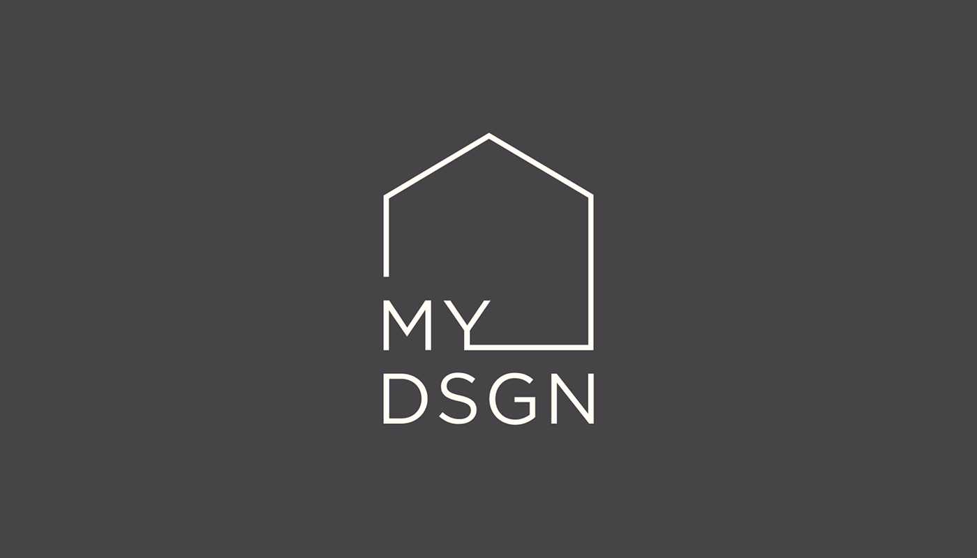 Фірмовий логотип My DSGN на темному фоні — візуальний стиль для студії інтер'єру Київ, бренд-айдентика для дизайнера Україна
