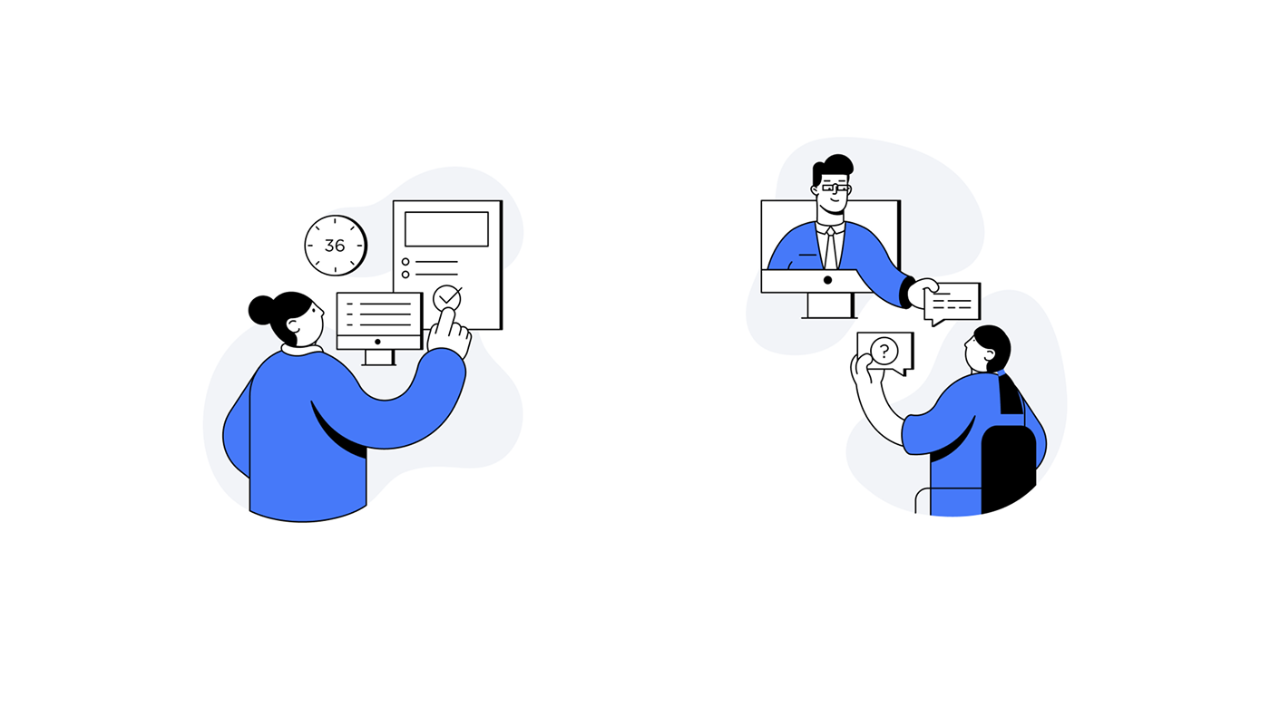 Візуальний стиль для освітньої платформи: мінімалістична ілюстрація з акцентом на естетику та фокусування, створена для онлайн-курсу з продакт-менеджменту